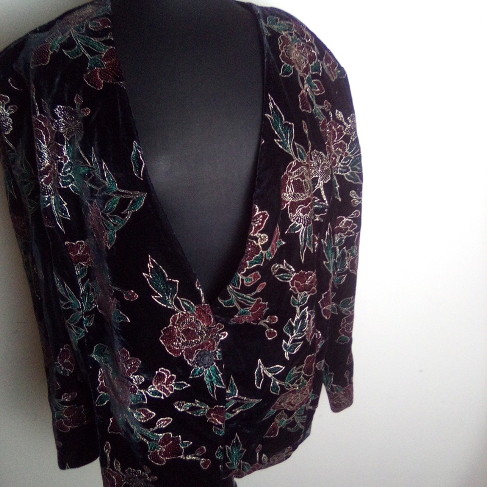 MAGGIE MCNAUGHTON Floral Black Women's BLAZER SIZE 18 W - Picture 3 of 4